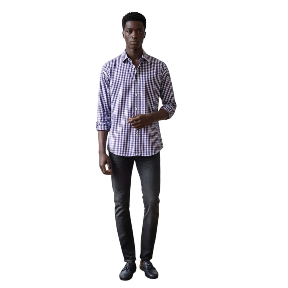 Banana Republic Non-Iron Classic Fit Long Sleeve Button Up Shirt Purple Small